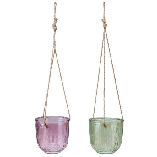 Lanterna de vidro para vaso de flores para pendurar verde roxo 14 cm 2 unidades