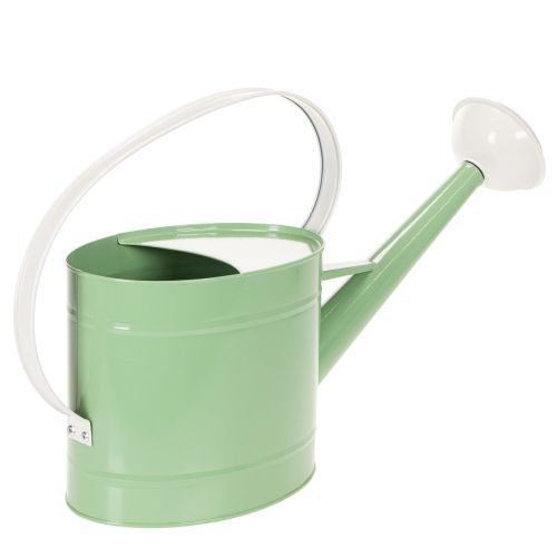 Regador decorativo de metal, estilo retrô verde pastel com detalhes em branco, para uso em jardim, varanda e ambientes internos, 52,5 x 15 x 30 cm | Floristik24.pt
