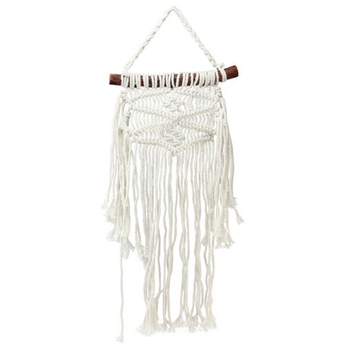 Floristik24 Suspensão de parede macrame boho decoração de parede creme 18,5×48cm