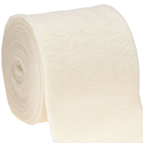 Floristik24 Fita de feltro 15cm x 5m branca