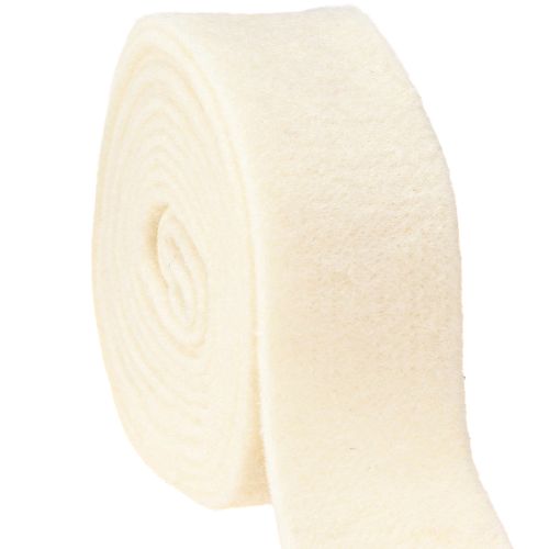 Floristik24 Fita de feltro branca 7,5cm, 5m