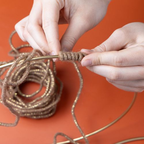 Itens Cordão de lã marrom com fio dourado, 5m x 5mm com arame, para decoração e artesanato.