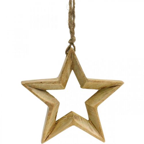 Floristik24 Estrela de decoração do advento em madeira Estrela de decoração de natal H14.5cm