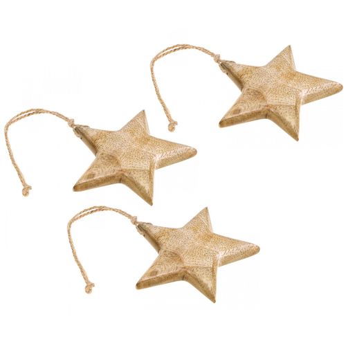 Itens Decoração de advento, estrela de madeira, estrela de decoração de Natal Alt.9cm 3 unidades