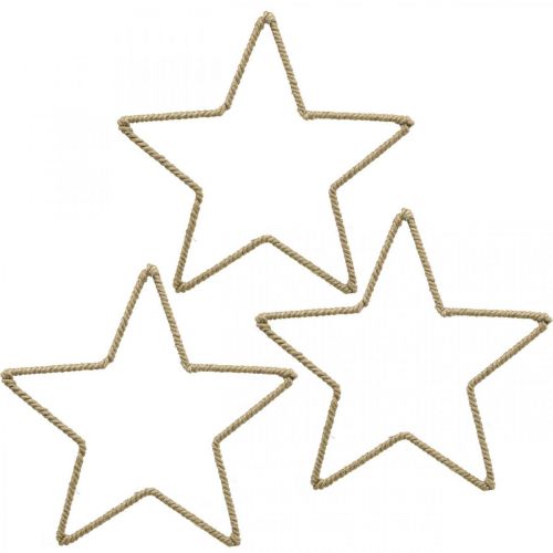 Decoração do advento, estrela de decoração de natal, juta estrela de decoração W15.5cm 8 peças