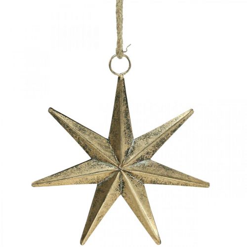Floristik24 Pingente estrela de decoração de natal dourado antigo w19.5cm