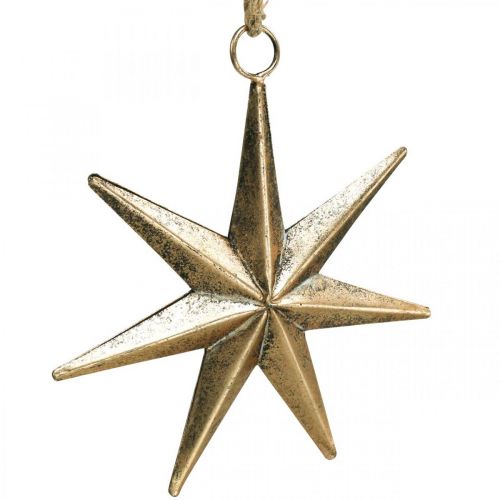 Floristik24 Pingente estrela de decoração de natal dourado antigo w19.5cm