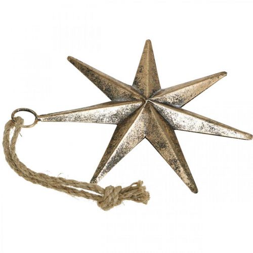 Floristik24 Pingente estrela de decoração de natal dourado antigo w19.5cm