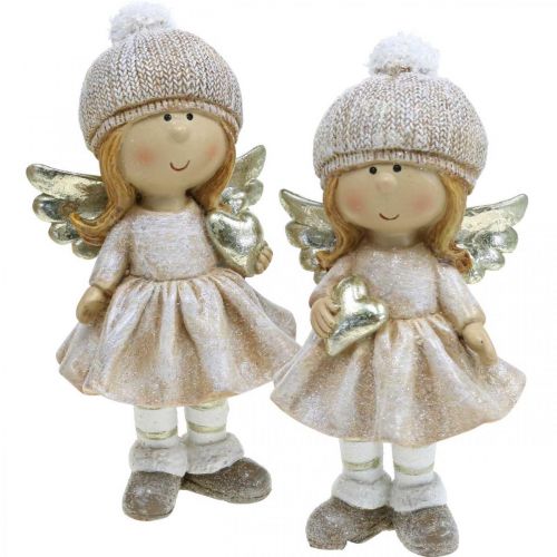 Floristik24 Decoração do advento anjo de natal, figura de coração de anjo H16.5cm 2 peças