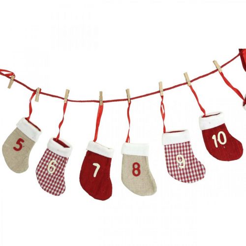 Calendário do advento para preencher o calendário de Natal meias vermelhas 2m