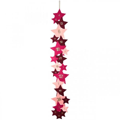 Floristik24 Calendário do Advento para encher-se de estrelas de feltro rosa, vermelho H2m