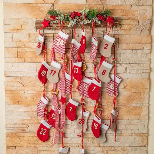 Itens Calendário do advento para preencher o calendário de Natal meias vermelhas 2m