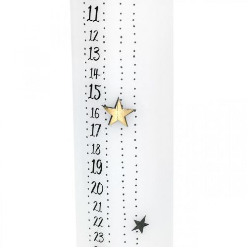 Floristik24 Vela Calendário do Advento Vela Pilar Branco Natal 250/50mm