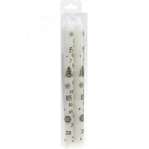 Floristik24 Vela do calendário do advento velas brancas Natal H25cm 2pcs