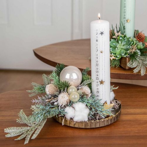 Floristik24 Vela Calendário do Advento Vela Pilar Branco Natal 250/50mm
