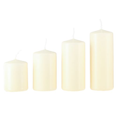 Itens Velas do Advento de diferentes alturas, creme, 6/8/10/12 cm, 4 peças
