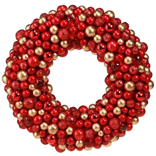 Floristik24 Coroa do Advento Coroa de bolas de ouro vermelho Natal Ø33cm