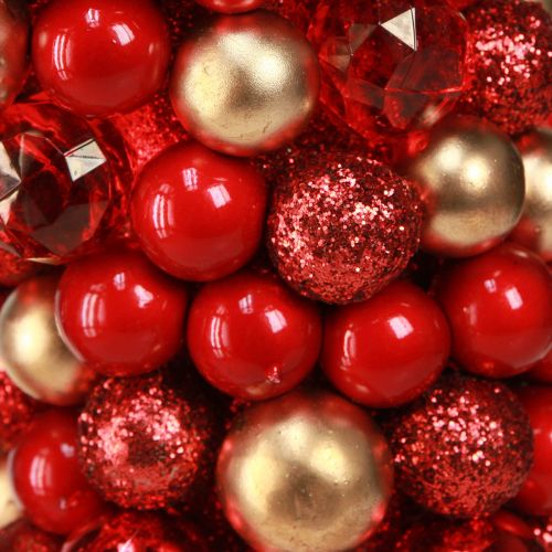 Floristik24 Coroa do Advento Coroa de bolas de ouro vermelho Natal Ø33cm