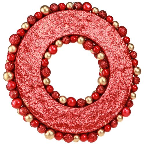 Floristik24 Coroa do Advento Coroa de bolas de ouro vermelho Natal Ø33cm