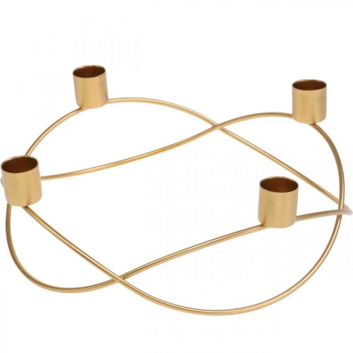 Floristik24 Castiçal em ouro Grinalda do advento em metal Para velas cônicas Ø24cm