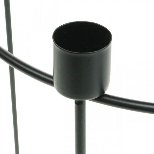 Floristik24 Castiçal para 4 velas cônicas metal preto Ø25cm Alt.23cm