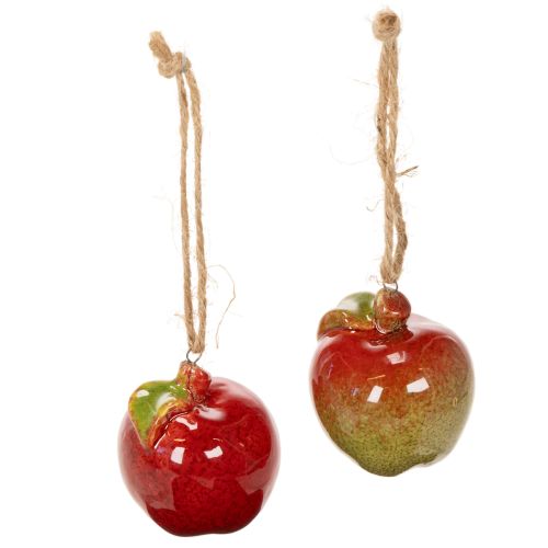 Maçãs decorativas de outono em cerâmica para pendurar, 5 cm, conjunto de 4 peças | Floristik24.pt