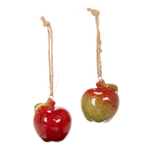 Maçãs decorativas de outono em cerâmica para pendurar, 5 cm, conjunto de 4 peças | Floristik24.pt