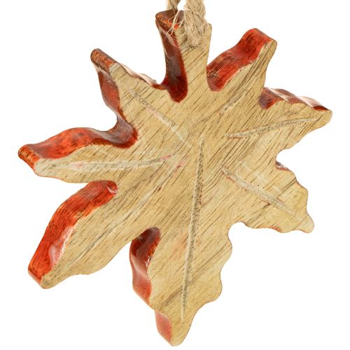 Floristik24 Decoração de madeira com folha de bordo outono verde vermelho marrom H10cm 6 peças
