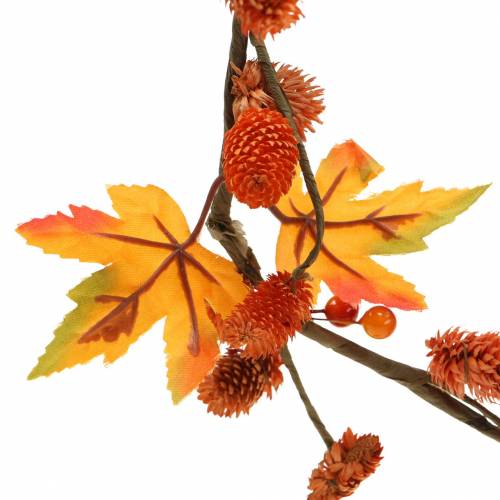 Itens Guirlanda de outono com folhas de bordo e cones laranja 1,28 m