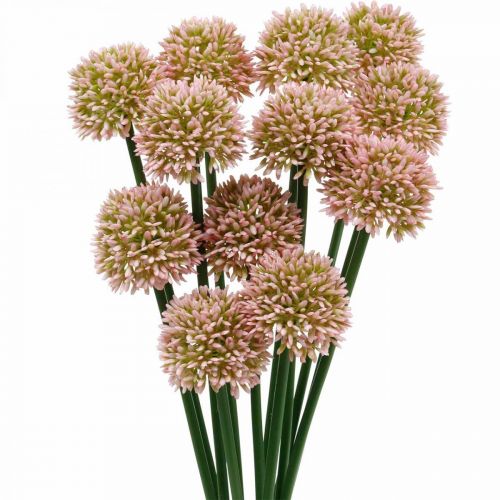 Floristik24 Flor artificial allium rosa 38 cm flor de seda de cebola ornamental artificial em bando 12 peças
