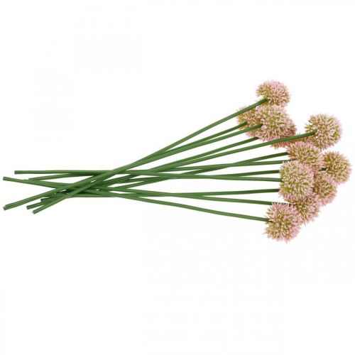 Floristik24 Flor artificial allium rosa 38 cm flor de seda de cebola ornamental artificial em bando 12 peças