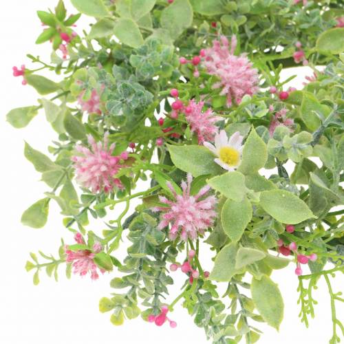 Floristik24 Coroa de prado flocada com trevo rosa, verde Ø30cm