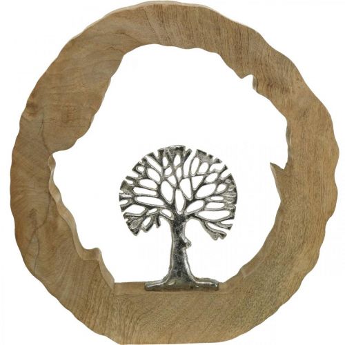 Floristik24 Madeira de decoração de mesa de árvore para colocar madeira de mangueira natural, metal 32×5×34cm