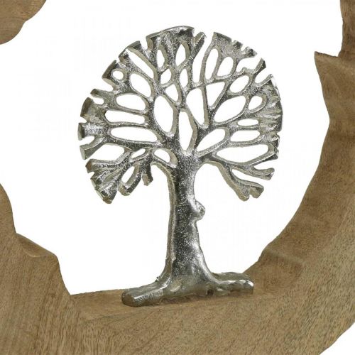 Madeira de decoração de mesa de árvore para colocar madeira de mangueira natural, metal 32×5×34cm