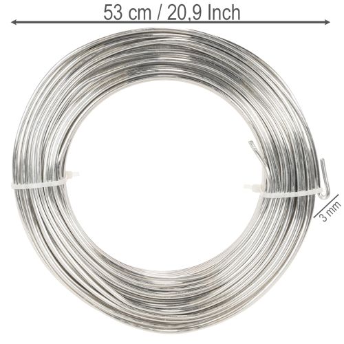 Fio de alumínio prateado, 3 mm, fio para artesanato e projetos criativos, 1 kg | Floristik24.pt