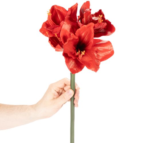 Flor artificial de amarílis vermelha, com haste longa, para vaso e arranjos, 77 cm. | Floristik24.pt