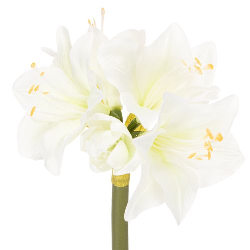 Flor artificial de amarílis branca, com haste, para o Advento e Natal, 50 cm