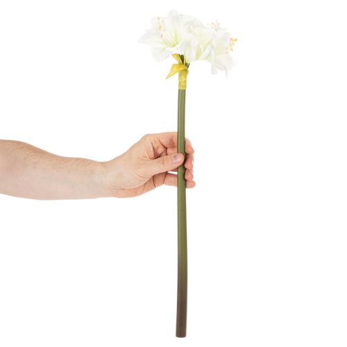 Flor artificial de amarílis branca, com haste, para o Advento e Natal, 50 cm | Floristik24.pt