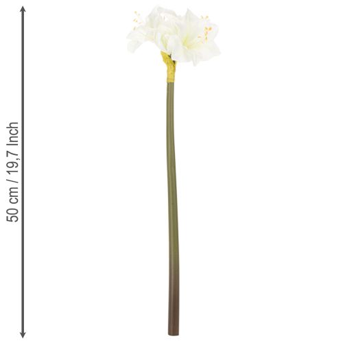 Flor artificial de amarílis branca, com haste, para o Advento e Natal, 50 cm | Floristik24.pt