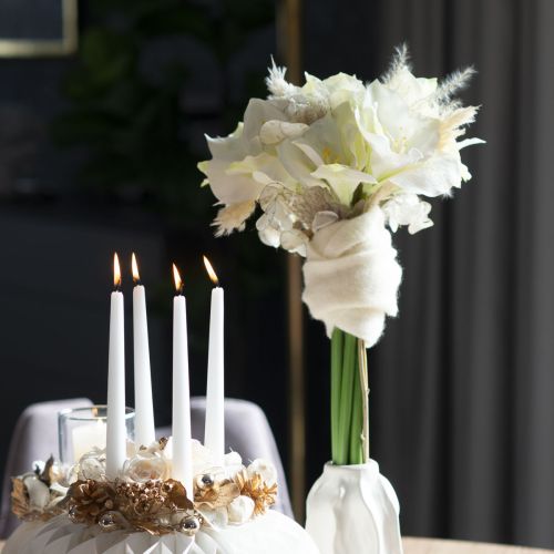 Flor artificial de amarílis branca, com haste, para o Advento e Natal, 50 cm | Floristik24.pt