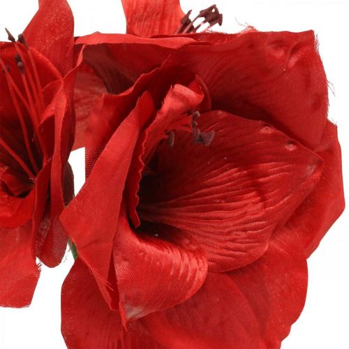 Floristik24 Amaryllis flor de seda artificial vermelha com três flores H40cm