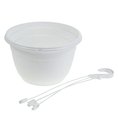 Itens Cesto suspenso de flores 25cm branco