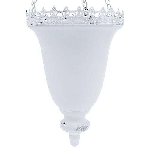 Floristik24 Cesto suspenso de metal branco Ø21cm Alt.30cm