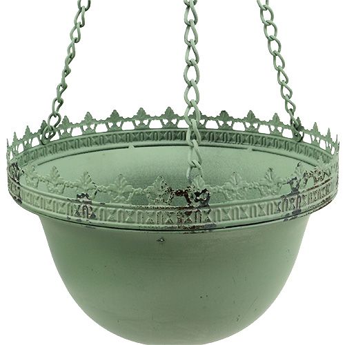 Floristik24 Cesta suspensa verde Ø23cm Alt.21cm
