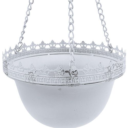 Floristik24 Cesta suspensa branca Ø23cm Alt.21cm