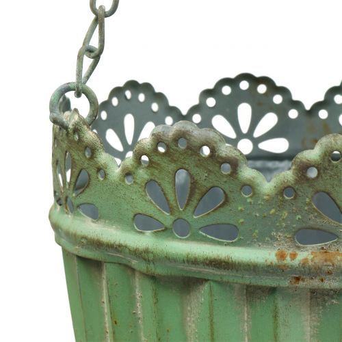 Floristik24 Cesto suspenso verde antigo Ø19/15cm 2pcs