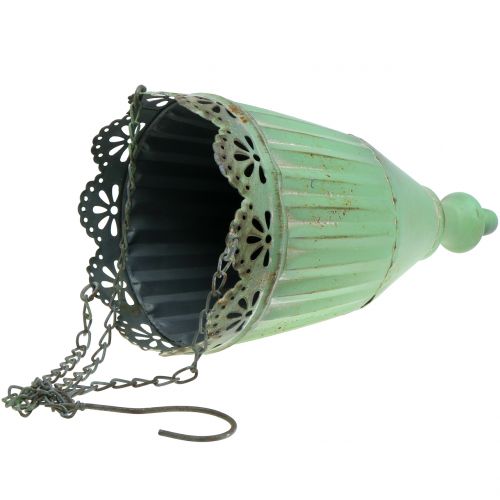 Floristik24 Cesto suspenso verde antigo Ø19/15cm 2pcs