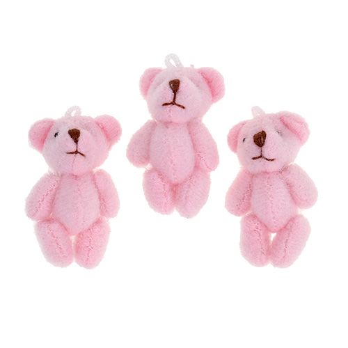 Floristik24 Pingente de urso rosa 3,8 cm 12 unidades