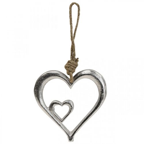 Floristik24 Pingente decorativo coração metal prata natural 10,5x11x0,5cm