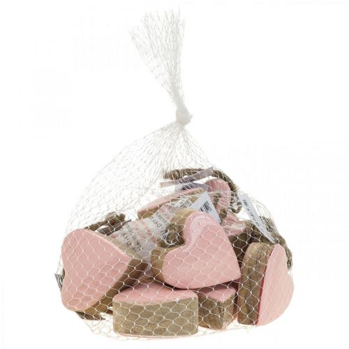 Floristik24 Pingente corações de madeira decorativos rosa Ø5-5,5cm 12uds